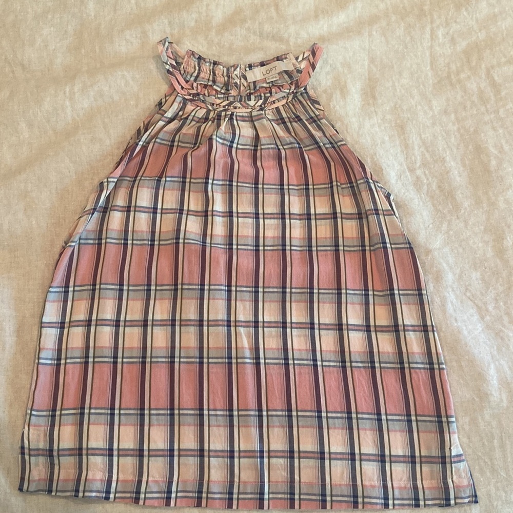 Cute Ann Taylor halter top. Pink and cream plaid. XS
